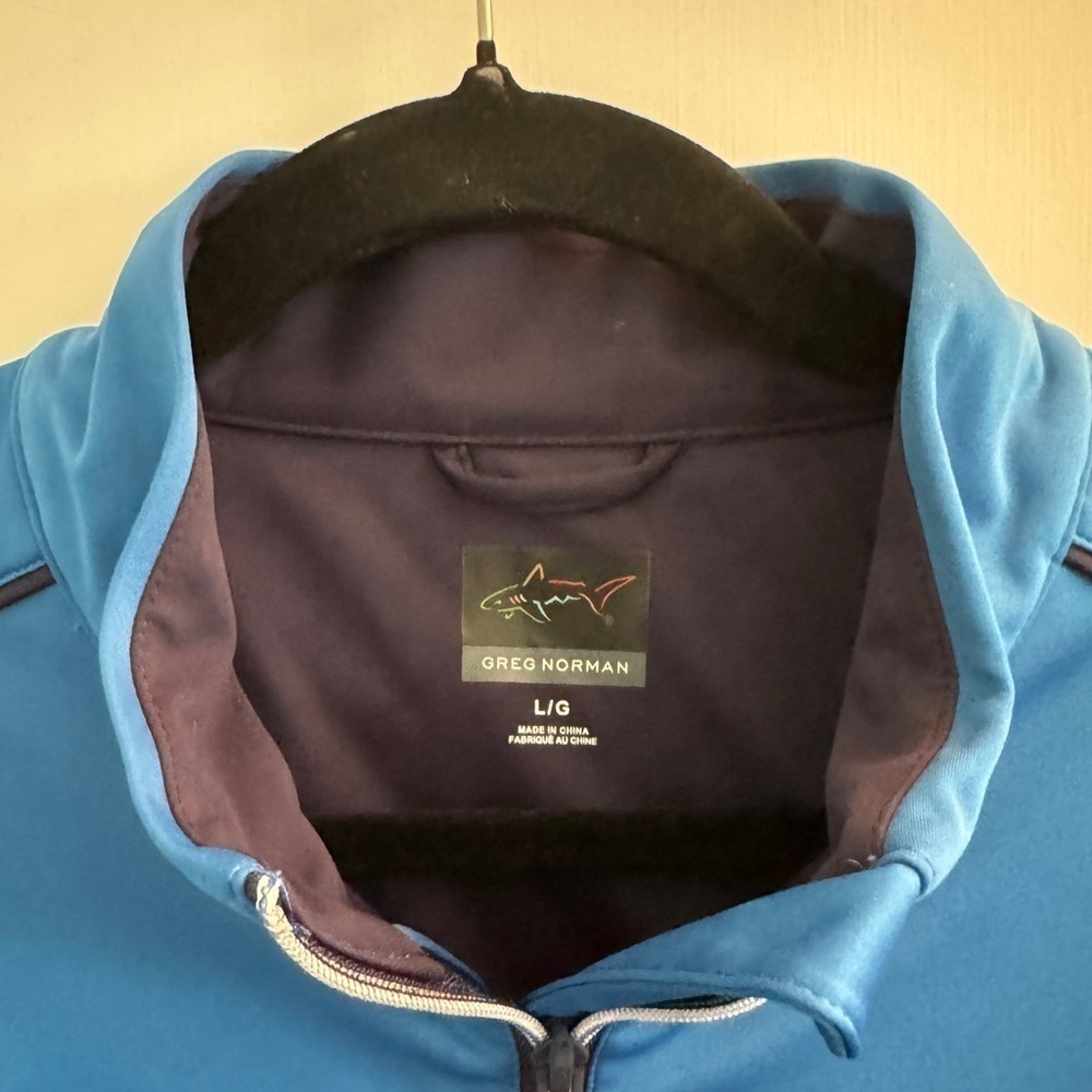 GREG NORMAN Weatherknit Men 1/4 Zip Blue Golf Rain Windbreaker Size L - Picture 5 of 5